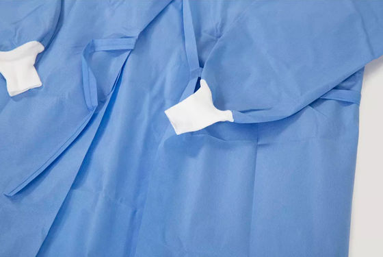 SMS Blue Color Knit Cuffs Medical Surgical Gown In Stock